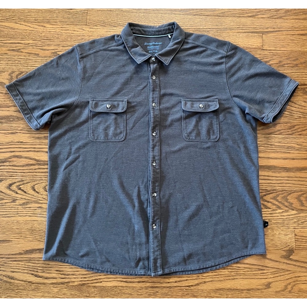 Tommy Bahama IslandZone Mens XXL Gray Pima Cotton Blend Short Sleeve Shirt